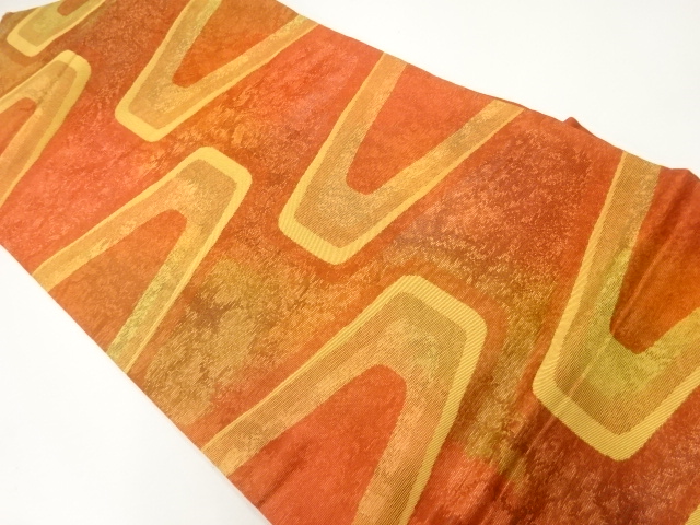 JAPANESE NAGOYA OBI / WOVEN ABSTRACT STONE PAVEMENT